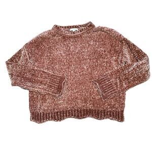 Stevie Hender Womens Size Medium Berry Chenille Sweater with Scalloped Hem